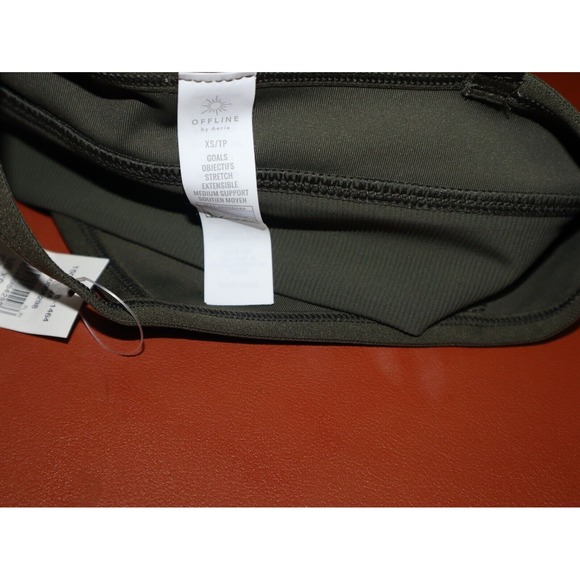 Offline Sports Bra Leggings Set Women XS Green Goals Ribbed Athleisure Train Run - Picture 6 of 6